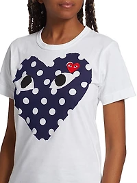 Polka Dot Heart-Print Cotton Jersey T-Shirt