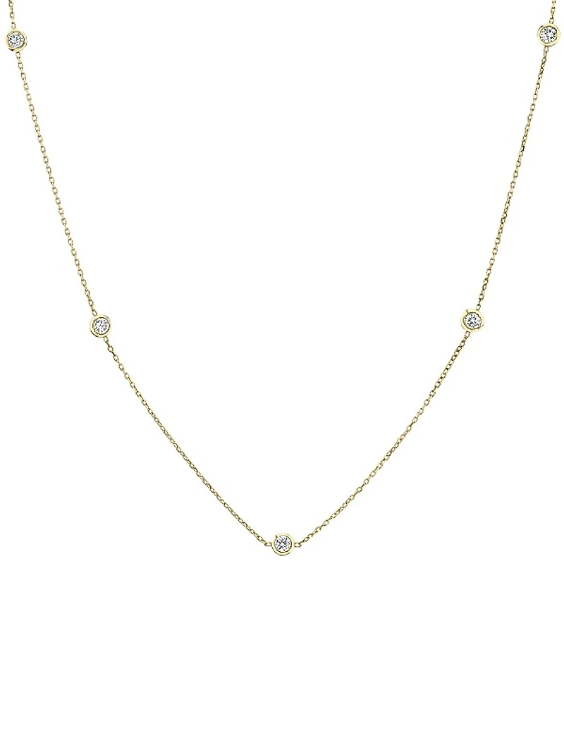 14K Yellow Gold & 0.50 TCW Lab-Grown Diamond Station Necklace