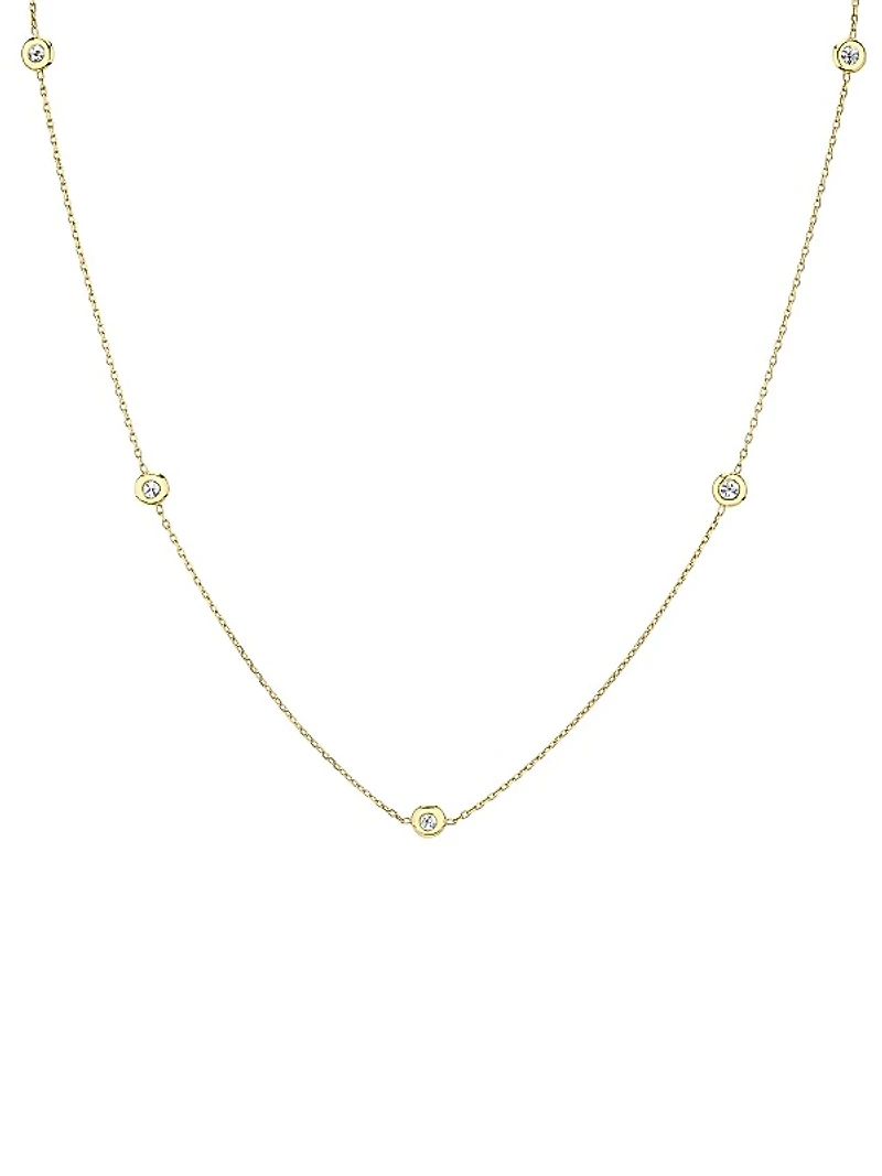 14K Yellow Gold & 0.50 TCW Lab-Grown Diamond Station Necklace