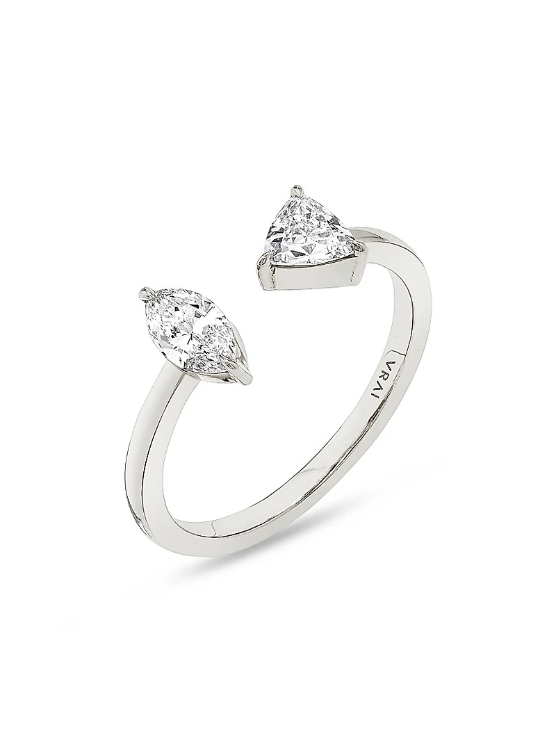 14K White Gold & 0.25 TCW Lab-Grown Diamond Cuff Ring