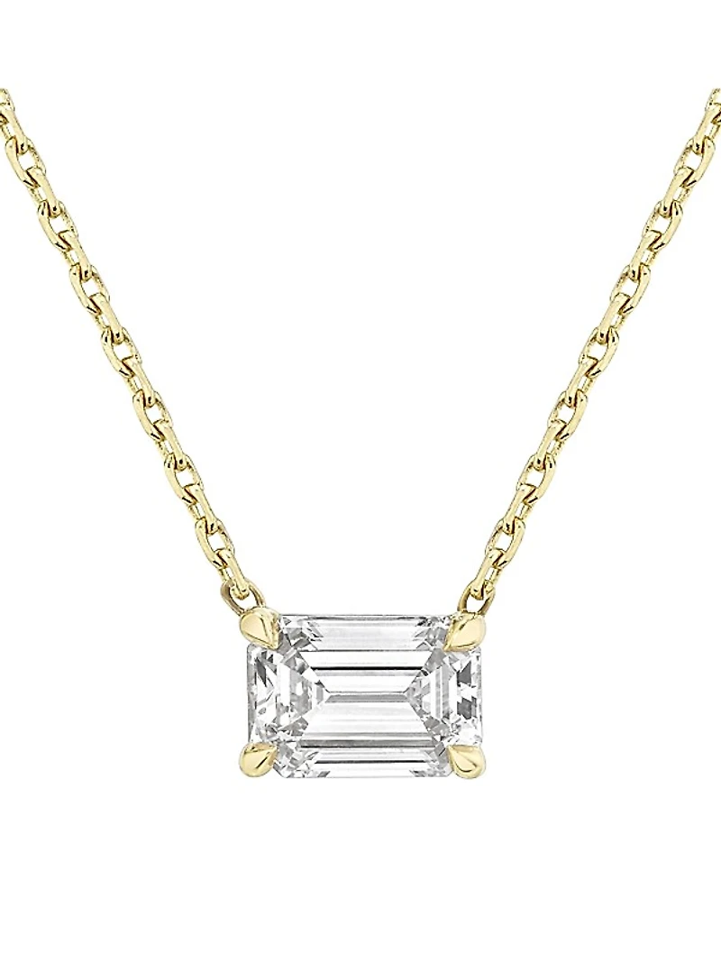 14K Yellow Gold & Emerald-Cut 1.00 TCW Lab-Grown Diamond Pendant Necklace