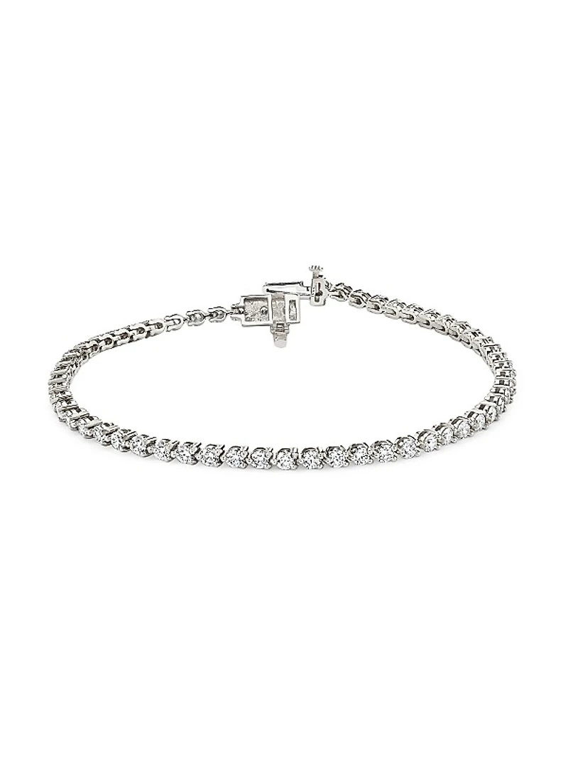 14K White Gold & 2.80 TCW Lab-Grown Diamond Tennis Bracelet