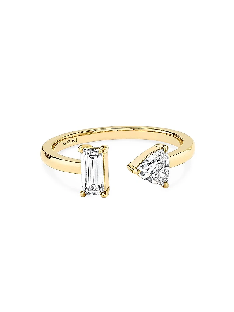 14K Yellow Gold & 0.25 TCW Lab-Grown Diamond Cuff Ring