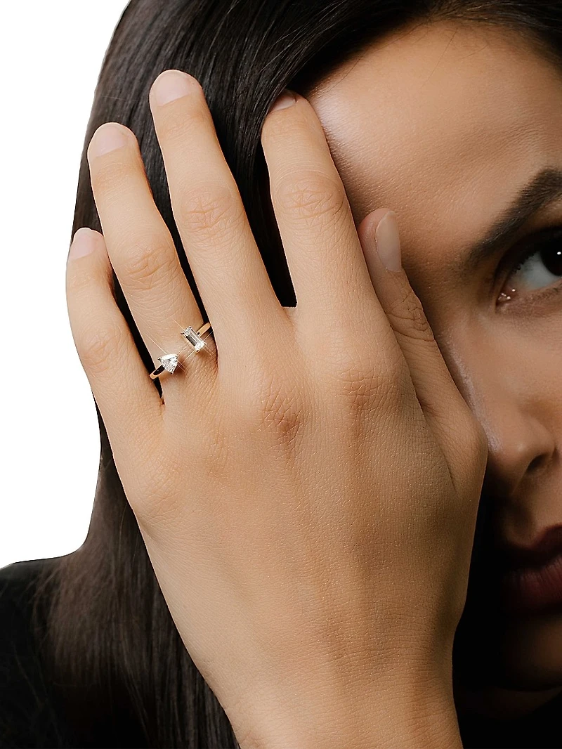 14K Yellow Gold & 0.25 TCW Lab-Grown Diamond Cuff Ring