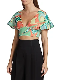 Hazel Asymmetric Printed Crop Top