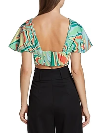 Hazel Asymmetric Printed Crop Top