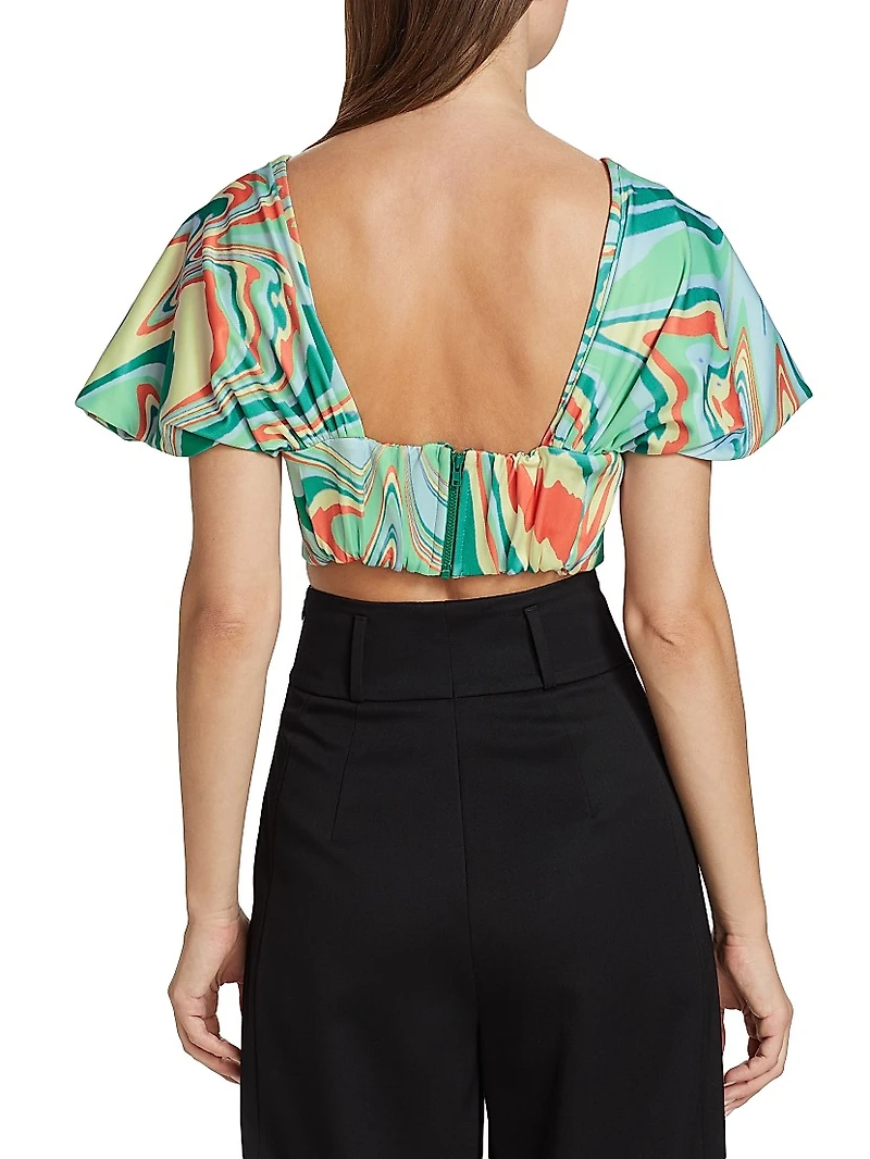Hazel Asymmetric Printed Crop Top