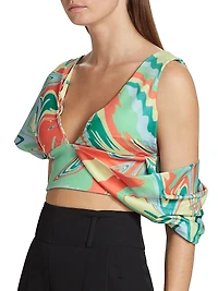 Hazel Asymmetric Printed Crop Top