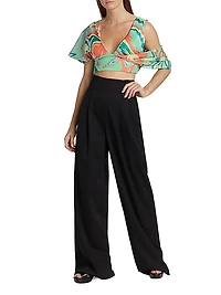 Hazel Asymmetric Printed Crop Top