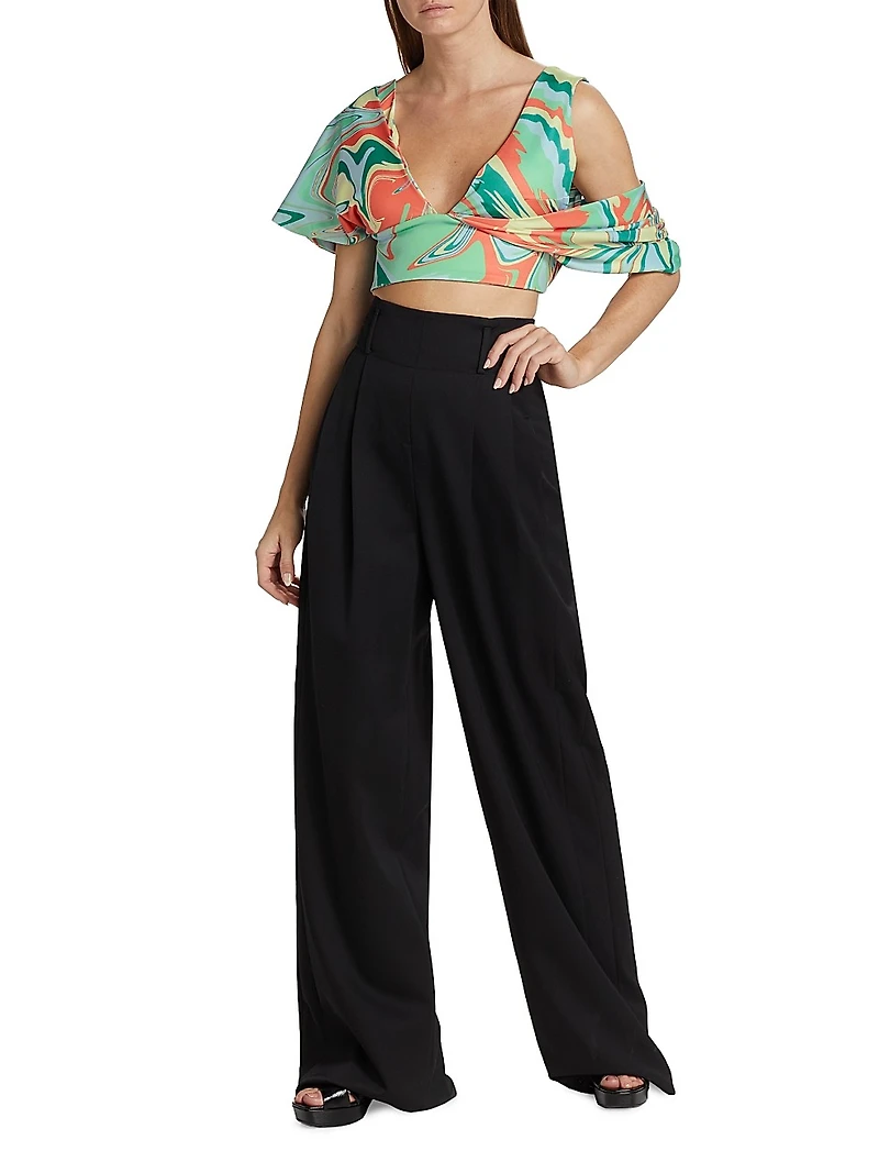 Hazel Asymmetric Printed Crop Top