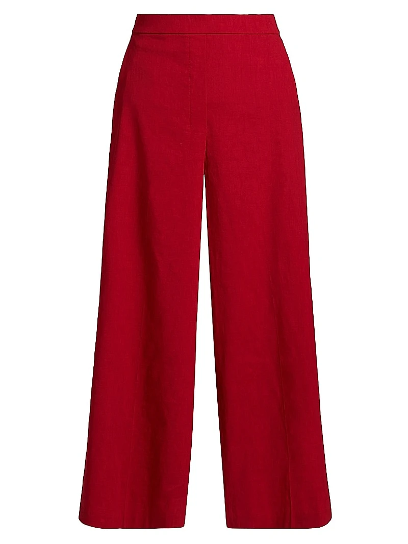 Terena Linen Cropped Wide-Leg Pants