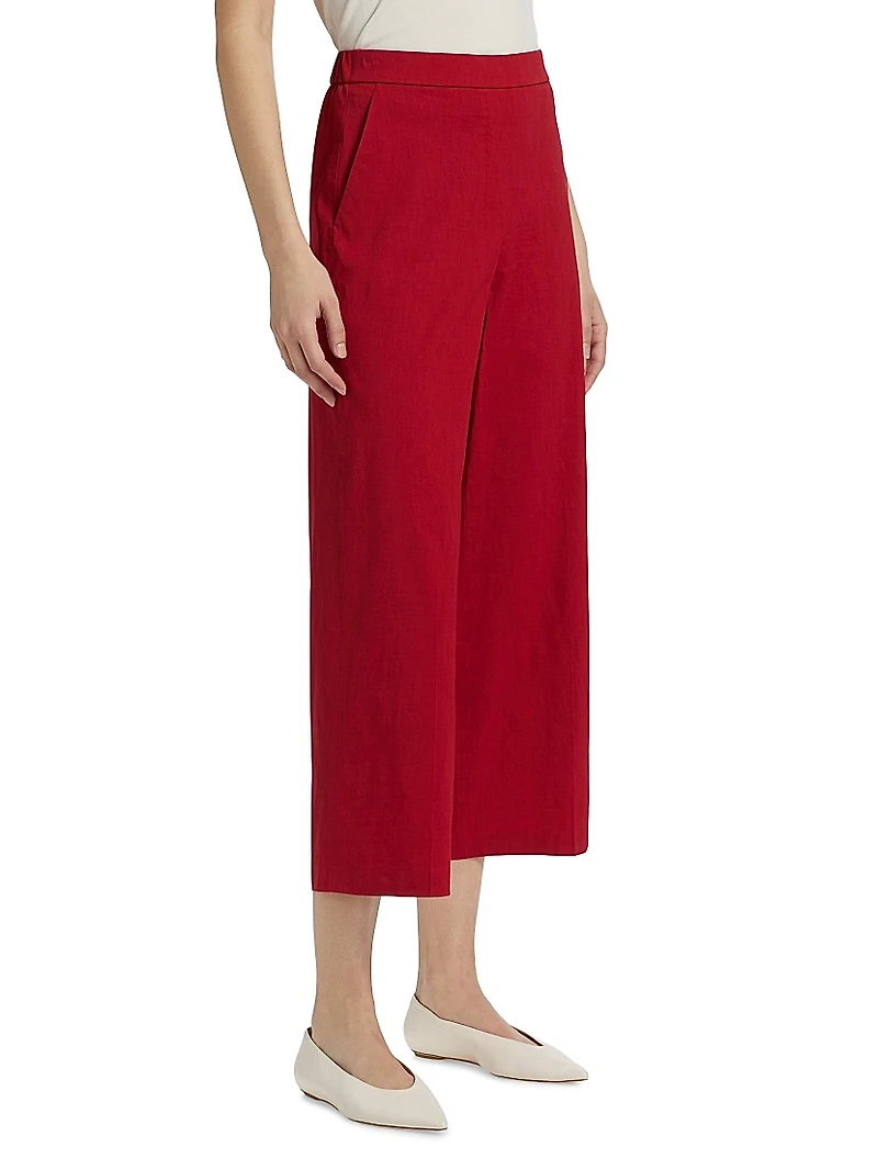Terena Linen Cropped Wide-Leg Pants
