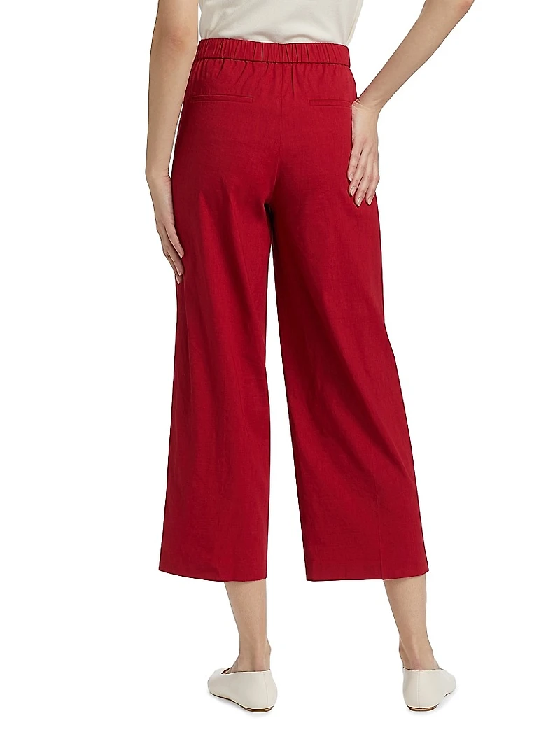 Terena Linen Cropped Wide-Leg Pants