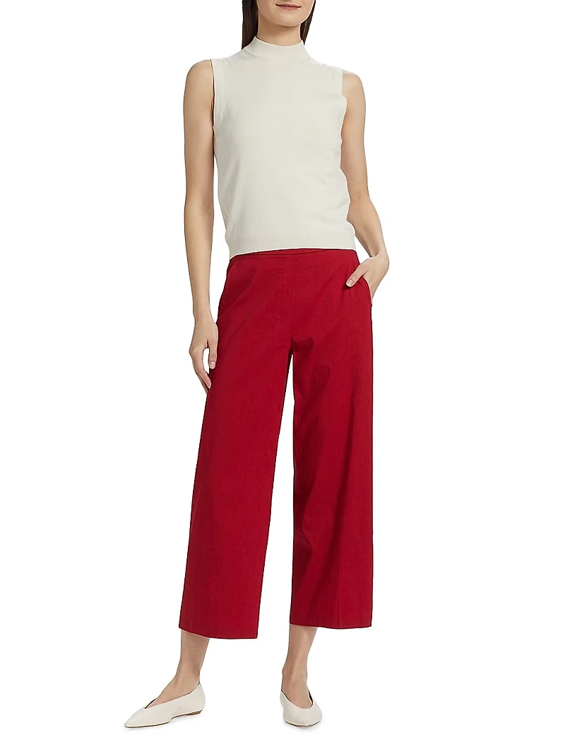 Terena Linen Cropped Wide-Leg Pants