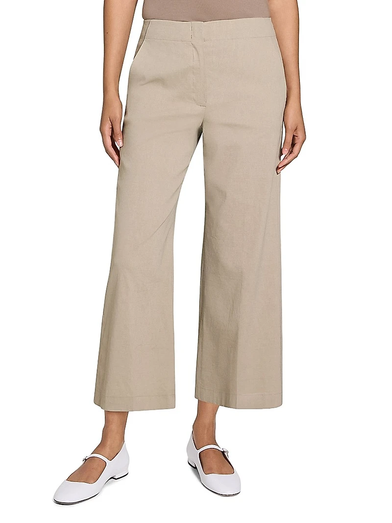 Terena Linen Cropped Wide-Leg Pants