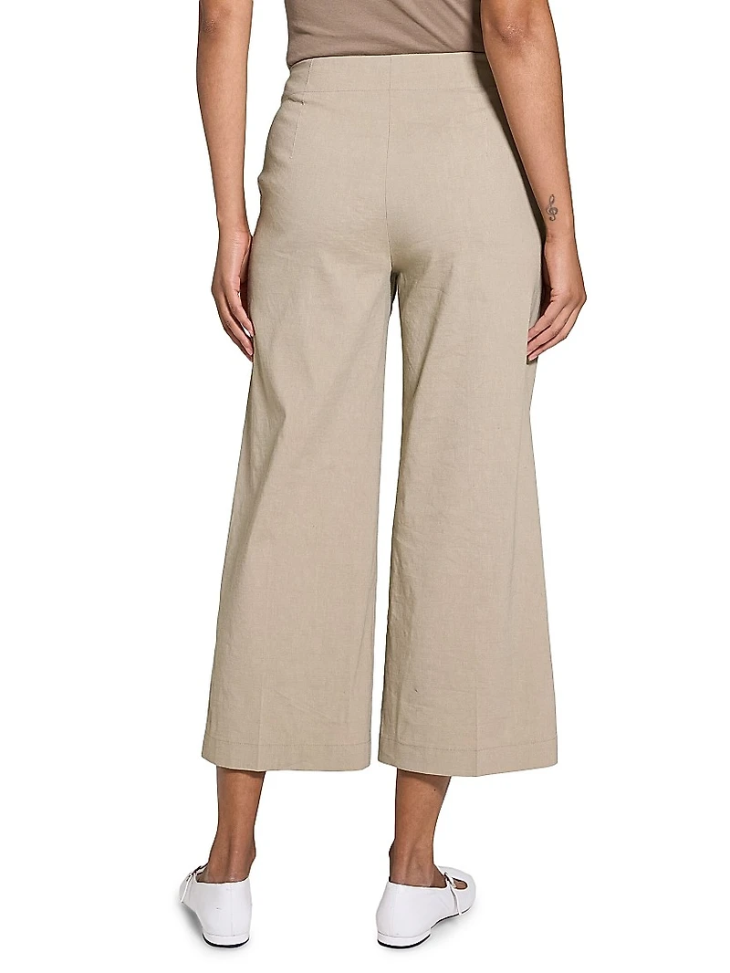 Terena Linen Cropped Wide-Leg Pants