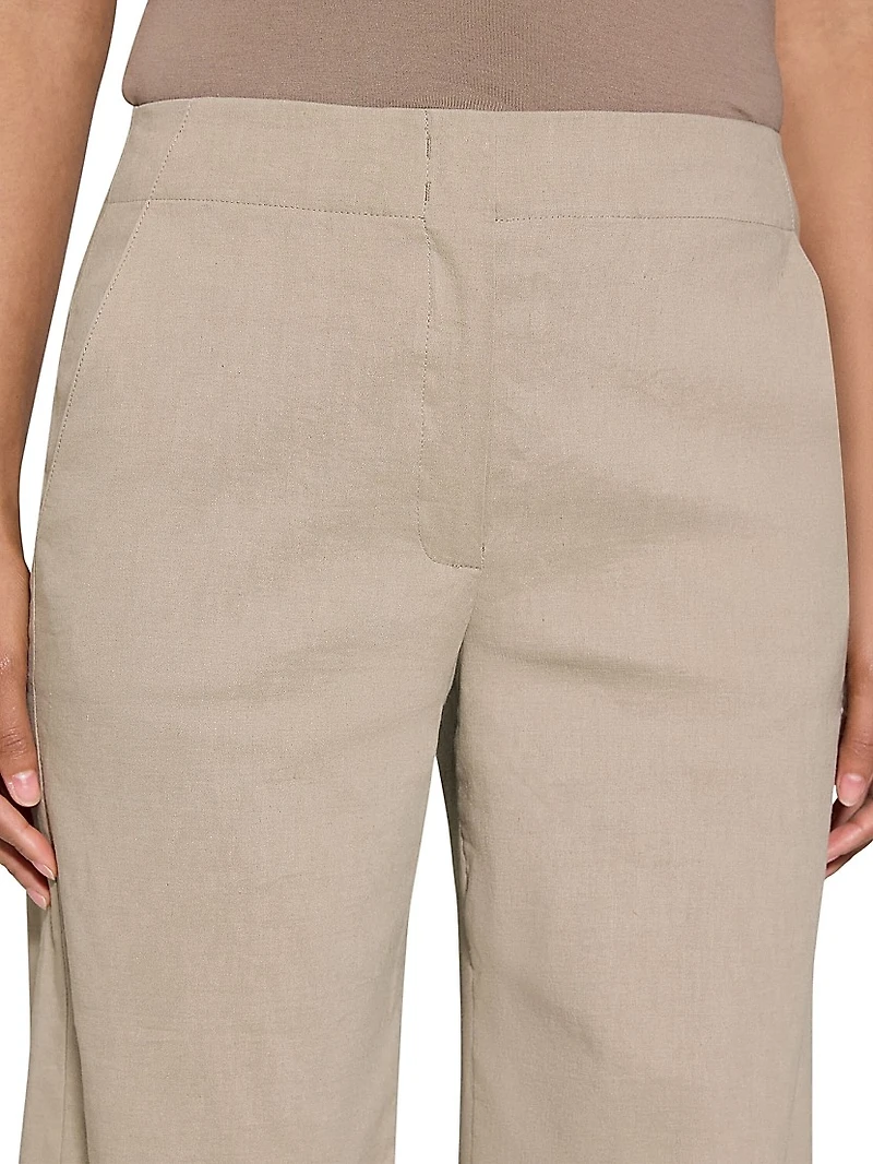 Terena Linen Cropped Wide-Leg Pants