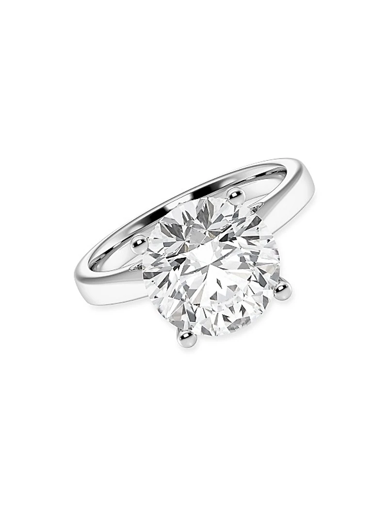 14K White Gold & 4 TCW Lab-Grown Diamond Solitaire Engagement Ring