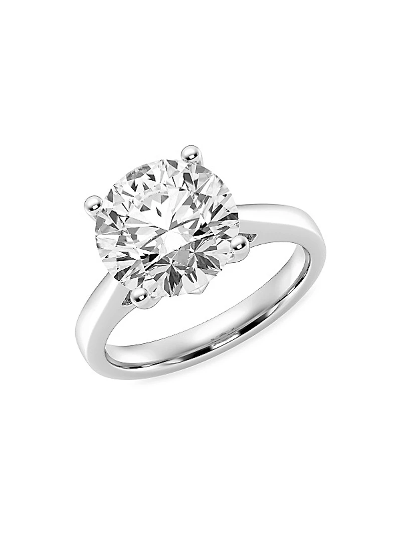 14K White Gold & 4 TCW Lab-Grown Diamond Solitaire Engagement Ring