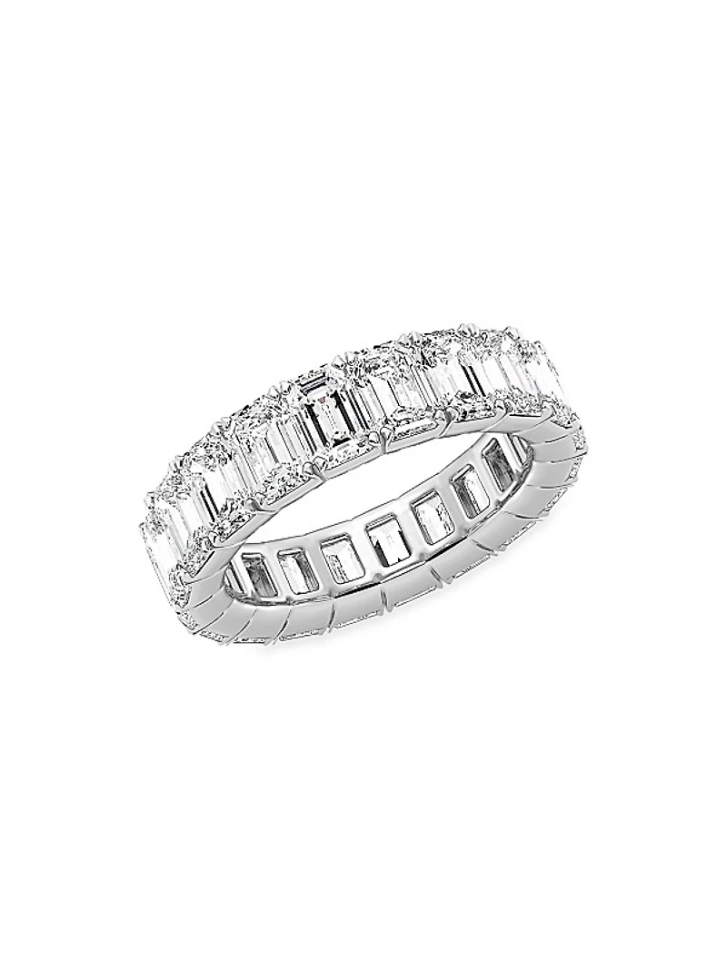14K White Gold & 8 TCW Emerald-Cut Lab-Grown Diamond Eternity Band