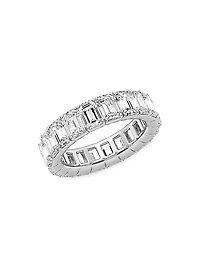 14K White Gold & 8 TCW Emerald-Cut Lab-Grown Diamond Eternity Band
