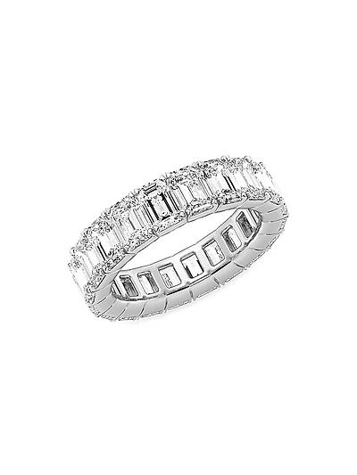 14K White Gold & 8 TCW Emerald-Cut Lab-Grown Diamond Eternity Band