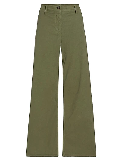 Megan Brushed Stretch Twill Wide-Leg Pants