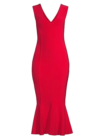 Grace Sleeveless Flounce-Hem Midi-Dress