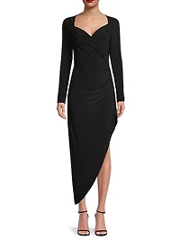 Asymmetric Draped Gathered Dress