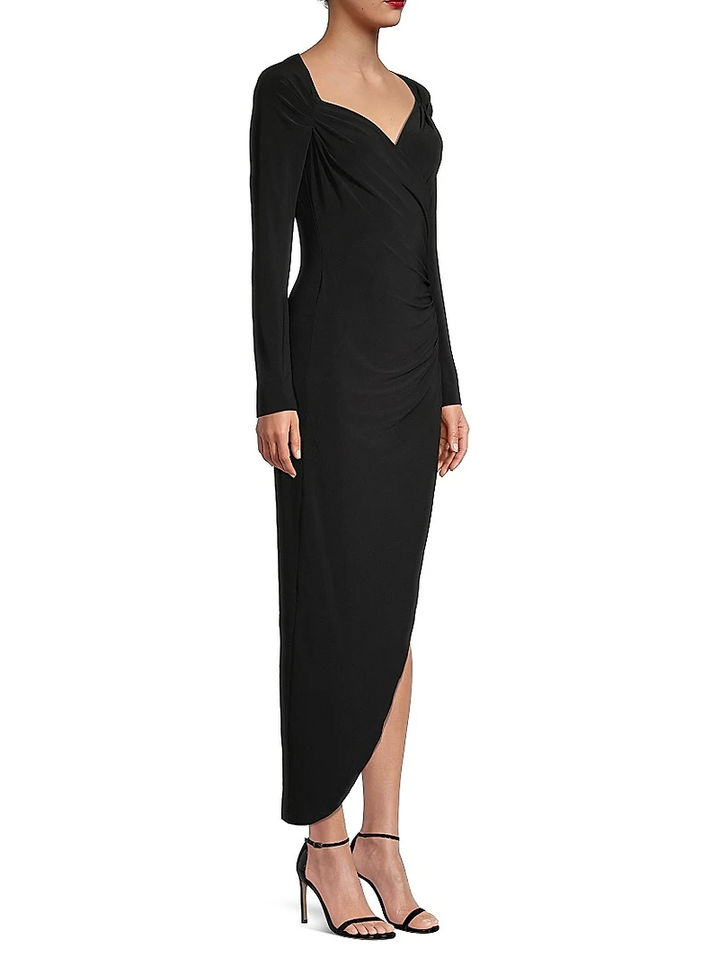 Asymmetric Draped Gathered Dress