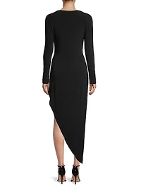 Asymmetric Draped Gathered Dress
