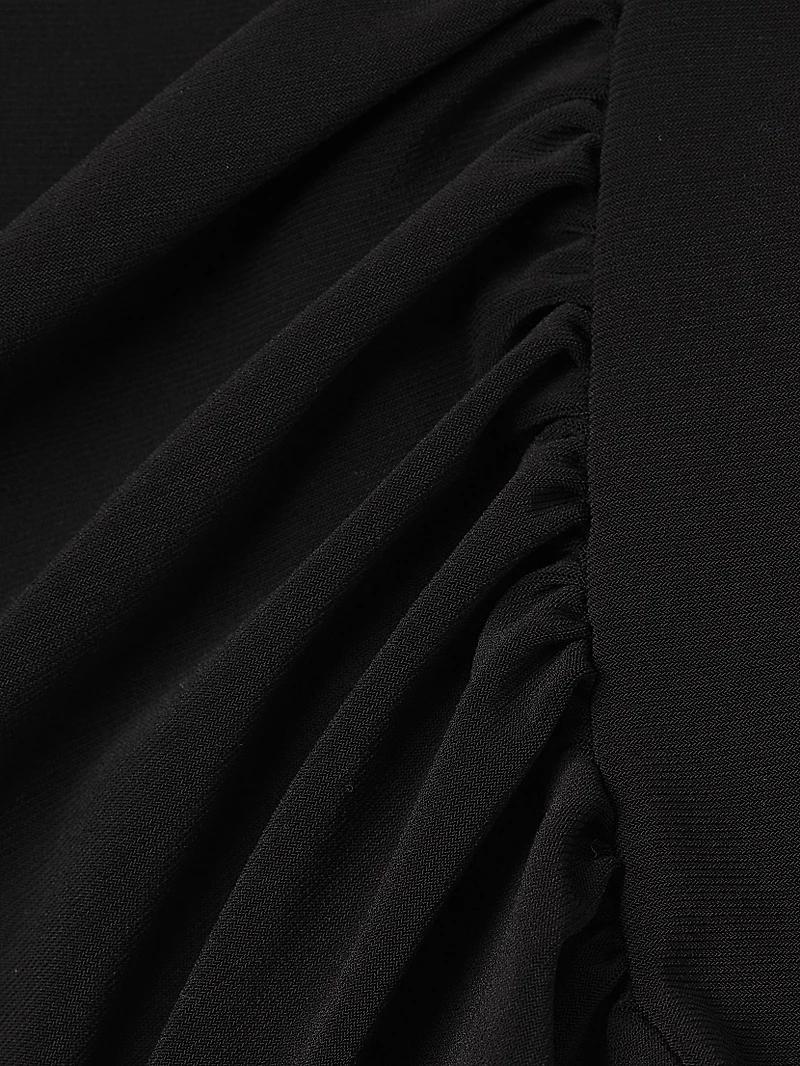 Asymmetric Draped Gathered Dress