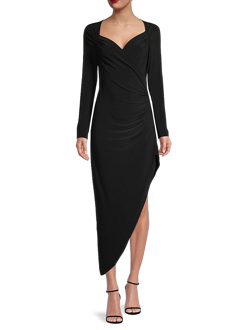 Asymmetric Draped Gathered Dress