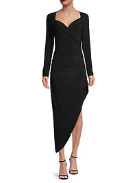 Asymmetric Draped Gathered Dress