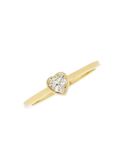 Heart Tinsy 18K Yellow Gold & White Topaz Ring