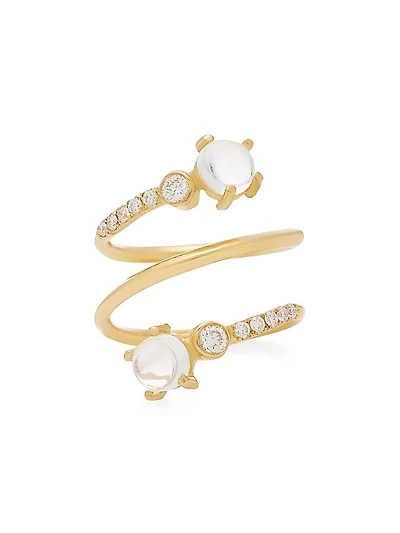 Spark 18K Yellow Gold, Diamond & Moonstone Twist Ring