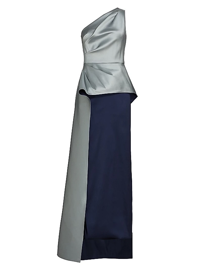 One-Shoulder Peplum Gown
