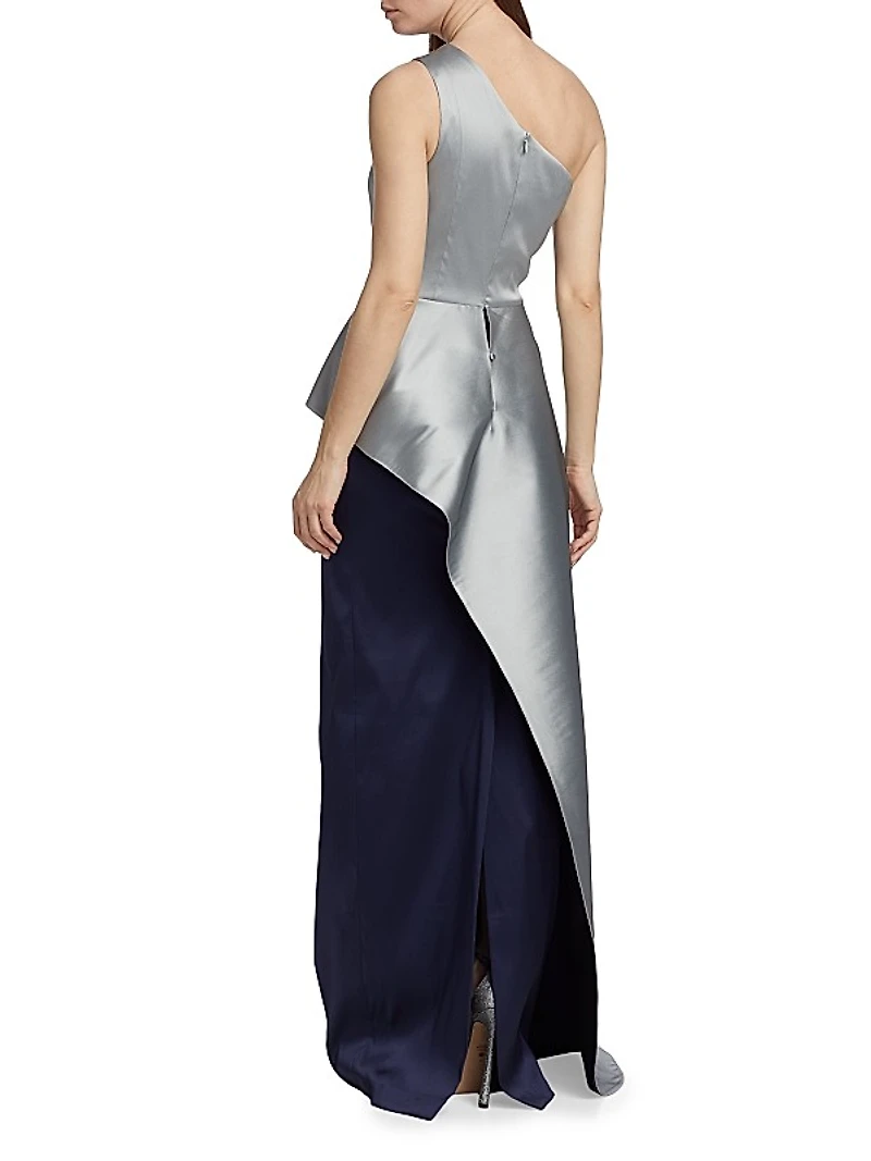 One-Shoulder Peplum Gown