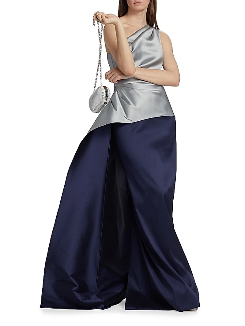 One-Shoulder Peplum Gown
