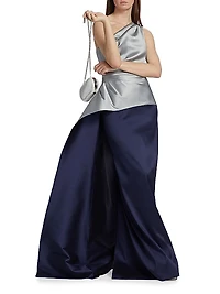 One-Shoulder Peplum Gown