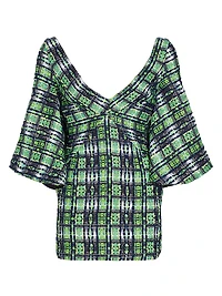 Plaid V-Neck Mini Dress