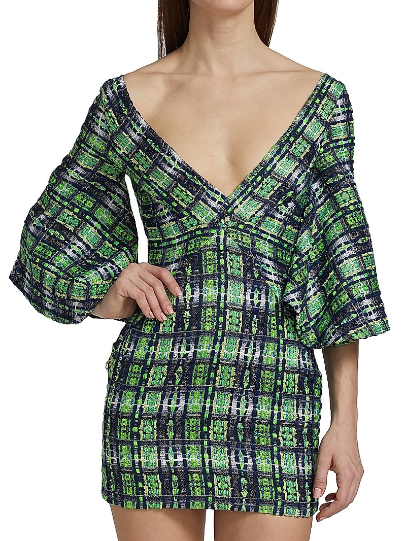 Plaid V-Neck Mini Dress