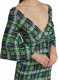 Plaid V-Neck Mini Dress