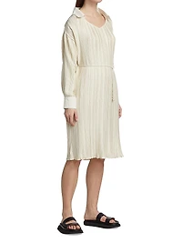 Shannon Collared Plissé-Pleated Dress