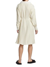 Shannon Collared Plissé-Pleated Dress