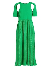 Adina Pleated Shoulder Cut Out Midi-Dress