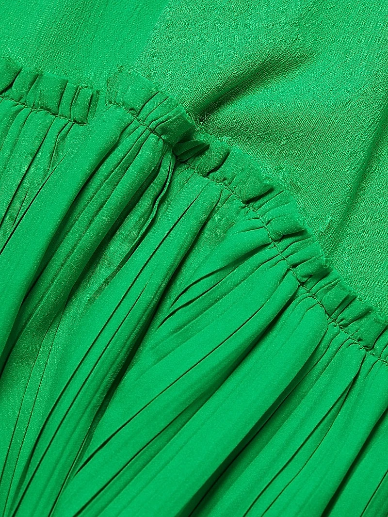 Adina Pleated Shoulder Cut Out Midi-Dress