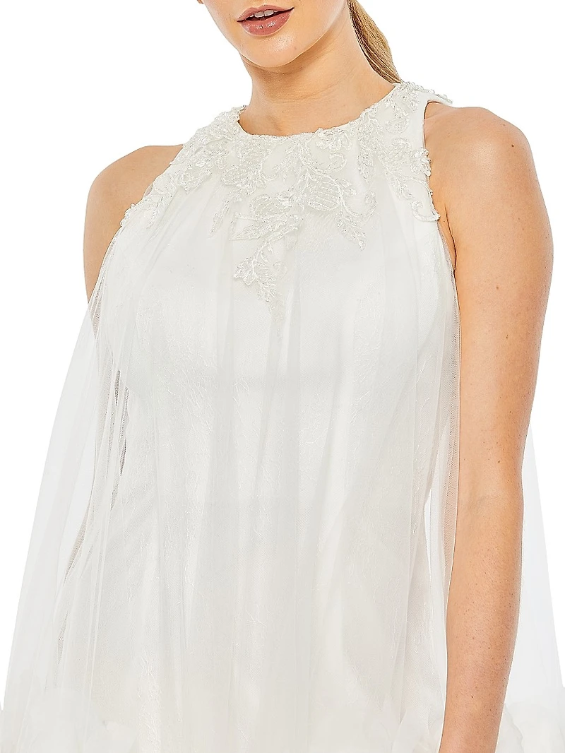 Embroidered Tulle Cocktail Minidress