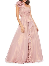 One-Shoulder Chiffon Gown