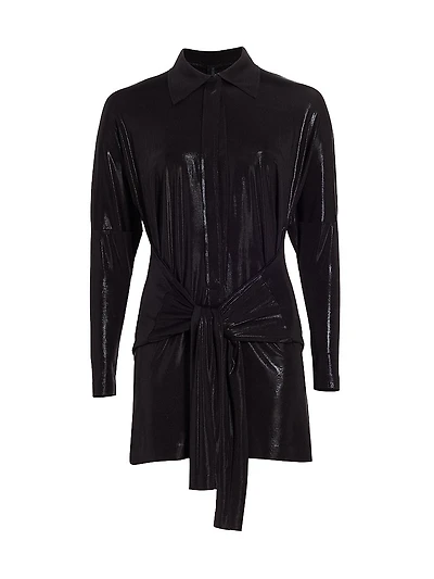 Tie-Front Mini Shirtdress